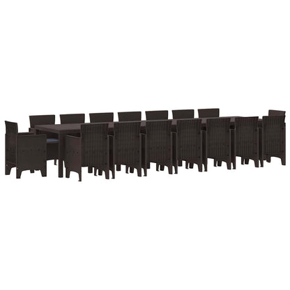 Set da Pranzo per Giardino 17 pcs Marrone Rattan Polt - homemem39