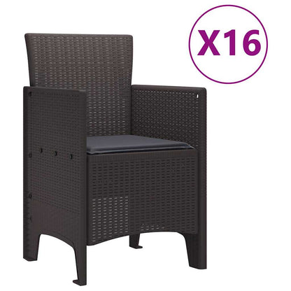 Set da Pranzo per Giardino 17 pcs Marrone Rattan Polt - homemem39