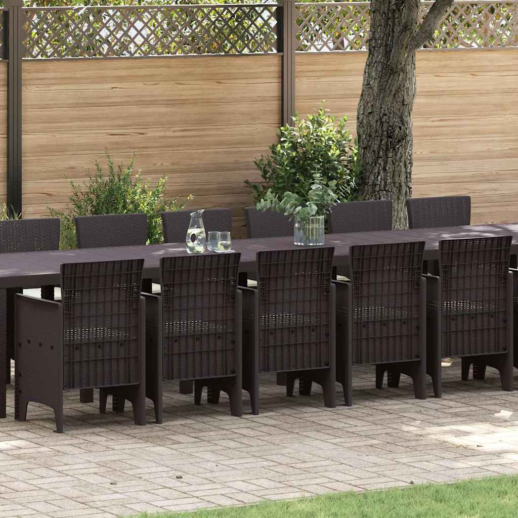 Set da Pranzo per Giardino 17 pcs Marrone Rattan Polt - homemem39