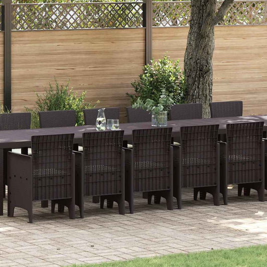 Set da Pranzo per Giardino 17 pcs Marrone Rattan Polt - homemem39
