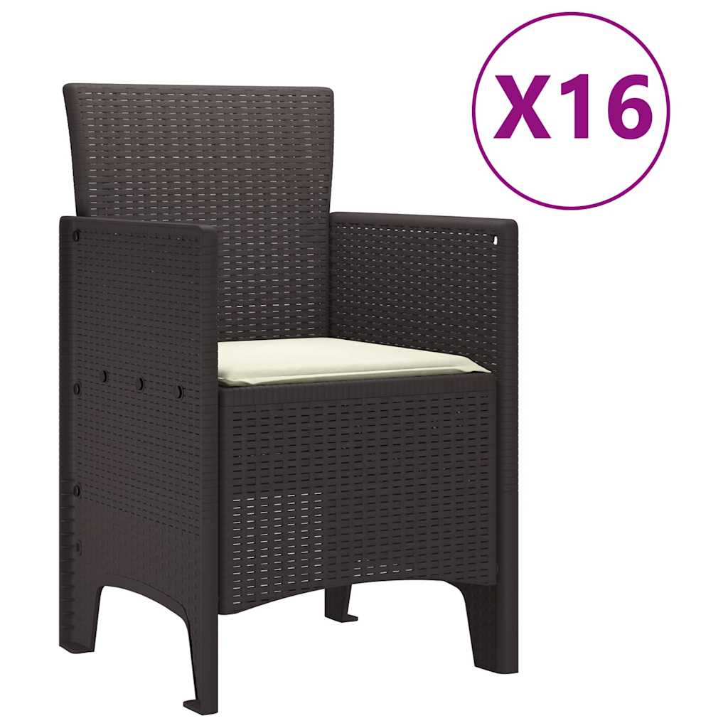 Set da Pranzo per Giardino 17 pcs Marrone Rattan Polt - homemem39