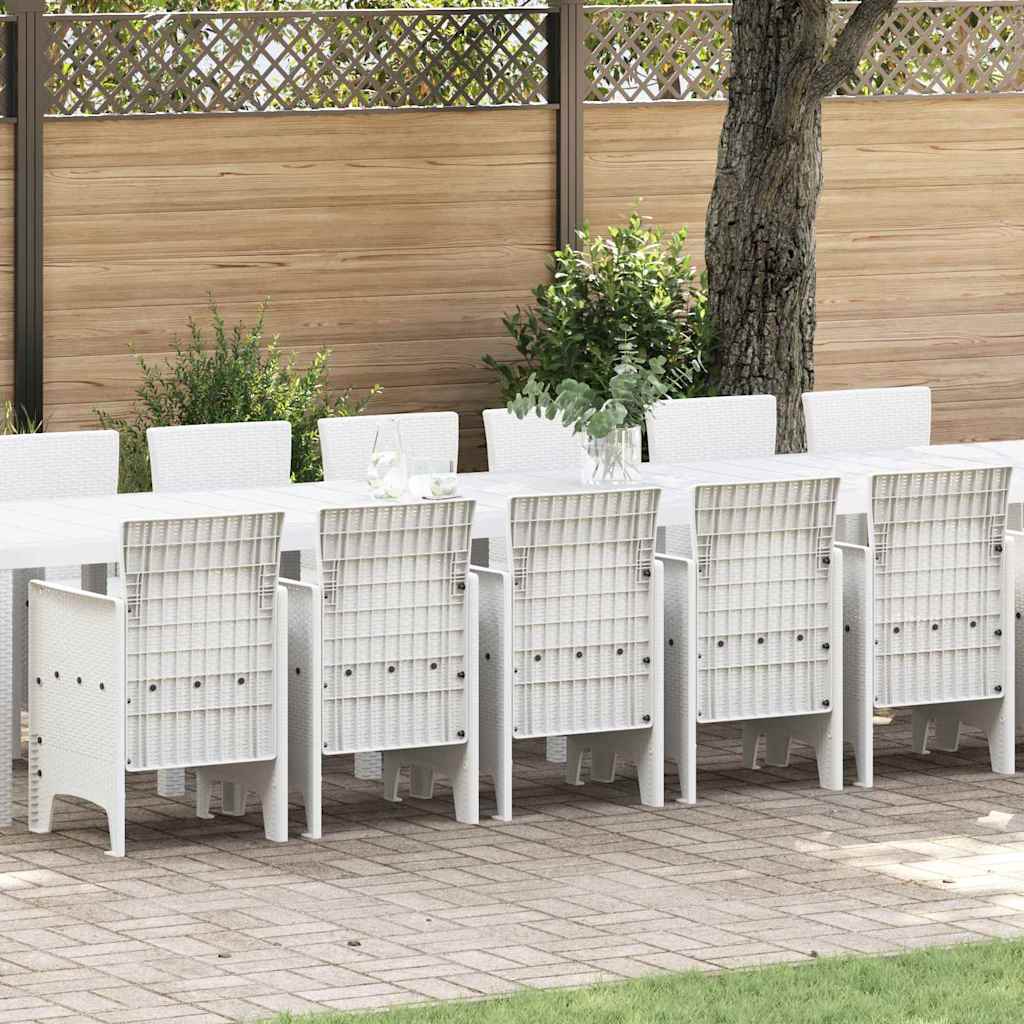 Set da Pranzo per Giardino 17 pcs Bianco Rattan Polt - homemem39