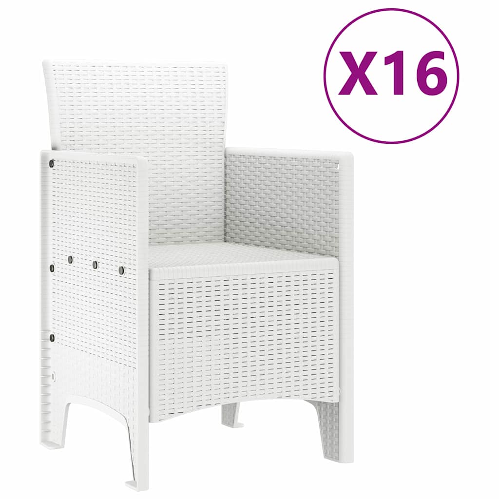 Set da Pranzo per Giardino 17 pcs Bianco Rattan Polt - homemem39