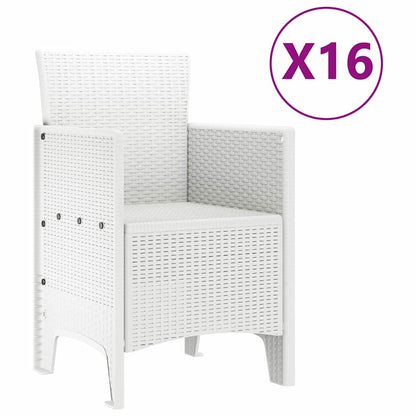 Set da Pranzo per Giardino 17 pcs Bianco Rattan Polt - homemem39