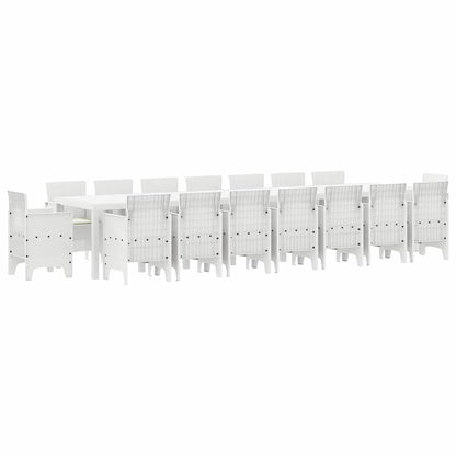 Set da Pranzo per Giardino 17 pcs Bianco Rattan Polt - homemem39