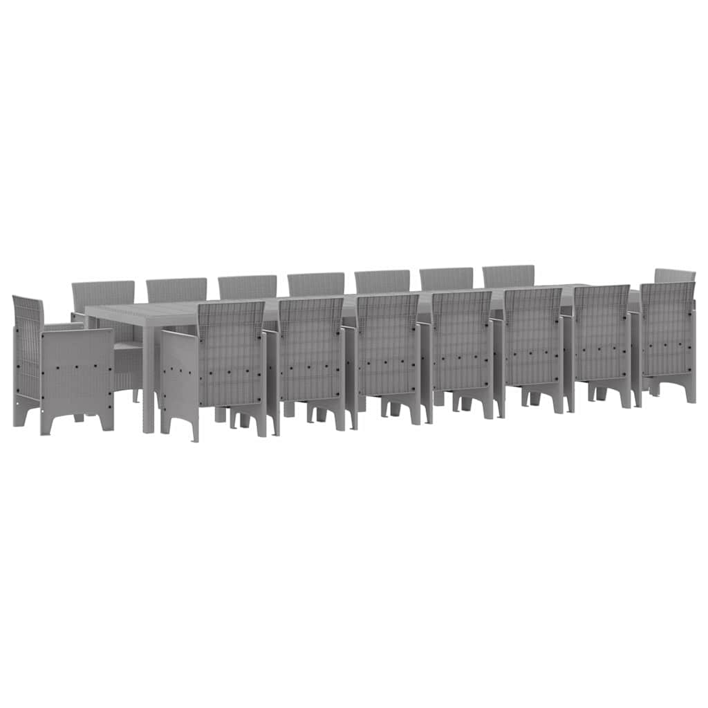 Set da Pranzo per Giardino 17 pcs Grigio chiaro Rattan Polt - homemem39