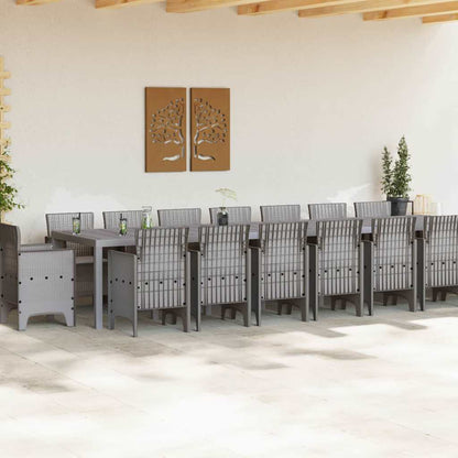 Set da Pranzo per Giardino 17 pcs Grigio chiaro Rattan Polt - homemem39
