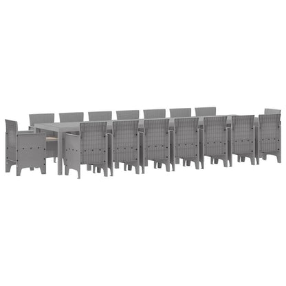 Set da Pranzo per Giardino 17 pcs Grigio chiaro Rattan Polt - homemem39