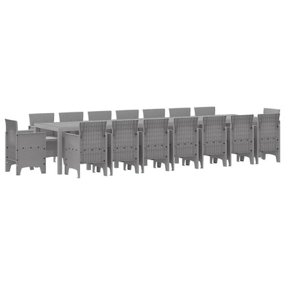 Set da Pranzo per Giardino 17 pcs Grigio chiaro Rattan Polt - homemem39