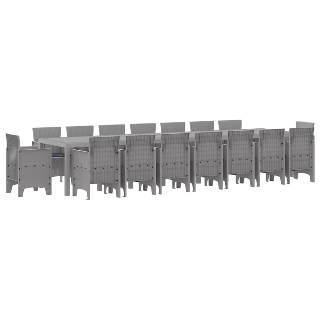 Set da Pranzo per Giardino 17 pcs Grigio chiaro Rattan Polt - homemem39