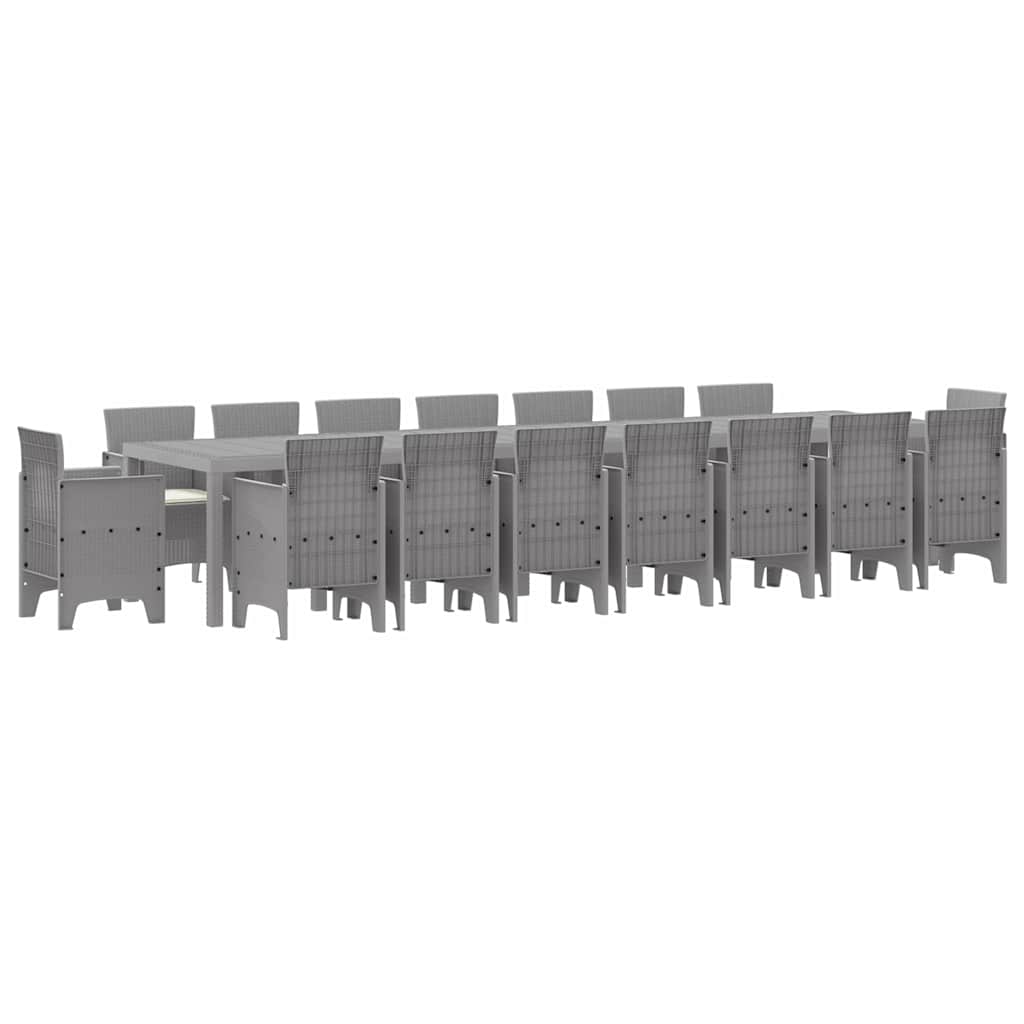 Set da Pranzo per Giardino 17 pcs Grigio chiaro Rattan Polt - homemem39