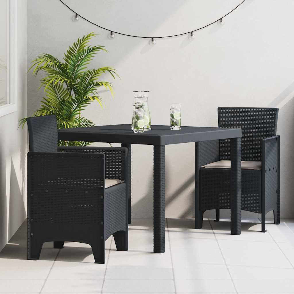Set da Pranzo per Giardino 3 pcs Antracite Rattan Polt - homemem39
