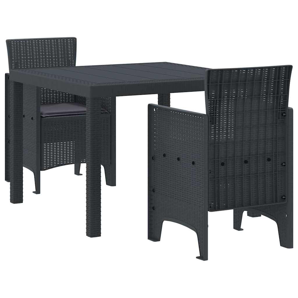 Set da Pranzo per Giardino 3 pcs Antracite Rattan Polt - homemem39