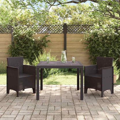 Set da Pranzo per Giardino 3 pcs Marrone Rattan Polt