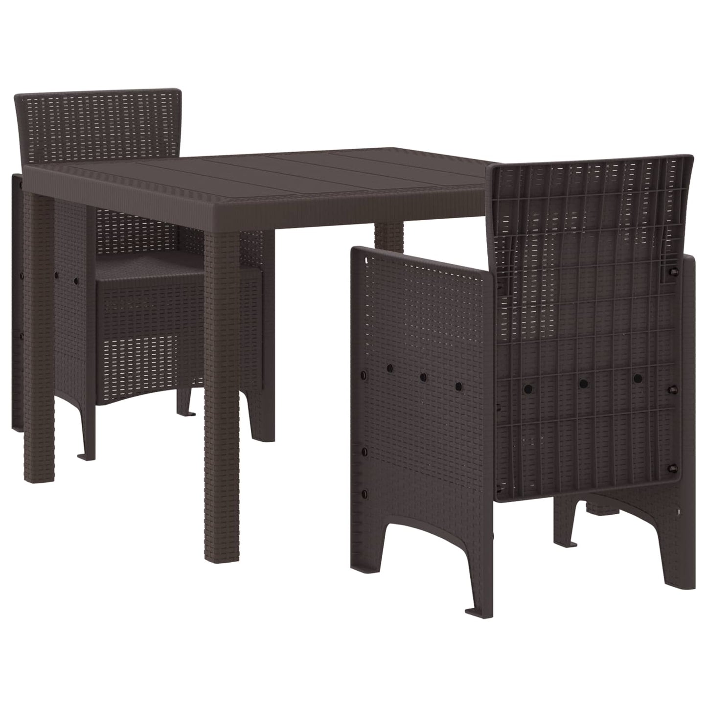 Set da Pranzo per Giardino 3 pcs Marrone Rattan Polt