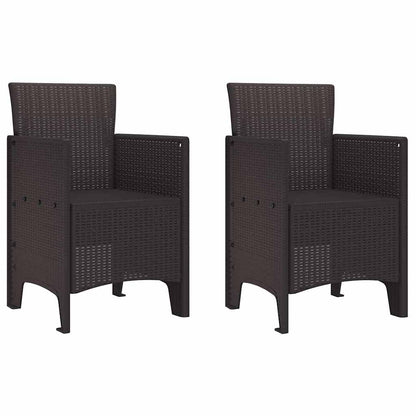 Set da Pranzo per Giardino 3 pcs Marrone Rattan Polt
