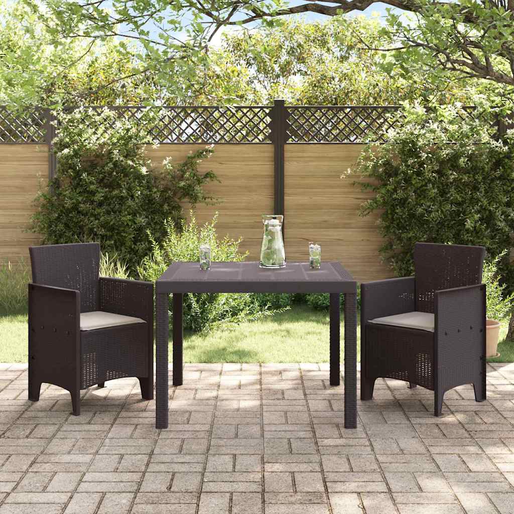 Set da Pranzo per Giardino 3 pcs Marrone Rattan Polt - homemem39