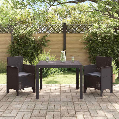 Set da Pranzo per Giardino 3 pcs Marrone Rattan Polt - homemem39