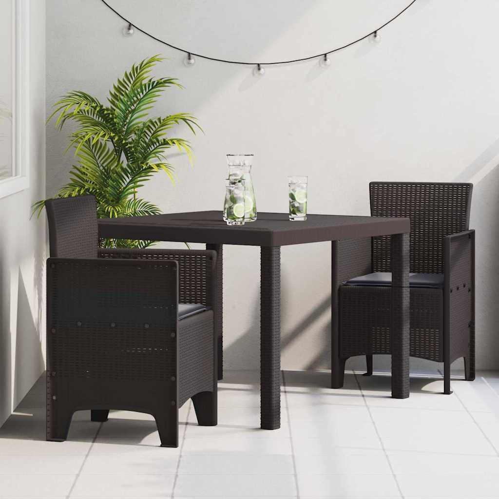 Set da Pranzo per Giardino 3 pcs Marrone Rattan Polt - homemem39
