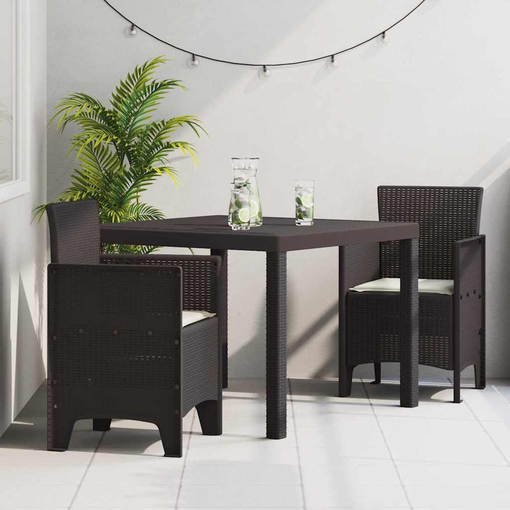 Set da Pranzo per Giardino 3 pcs Marrone Rattan Polt - homemem39
