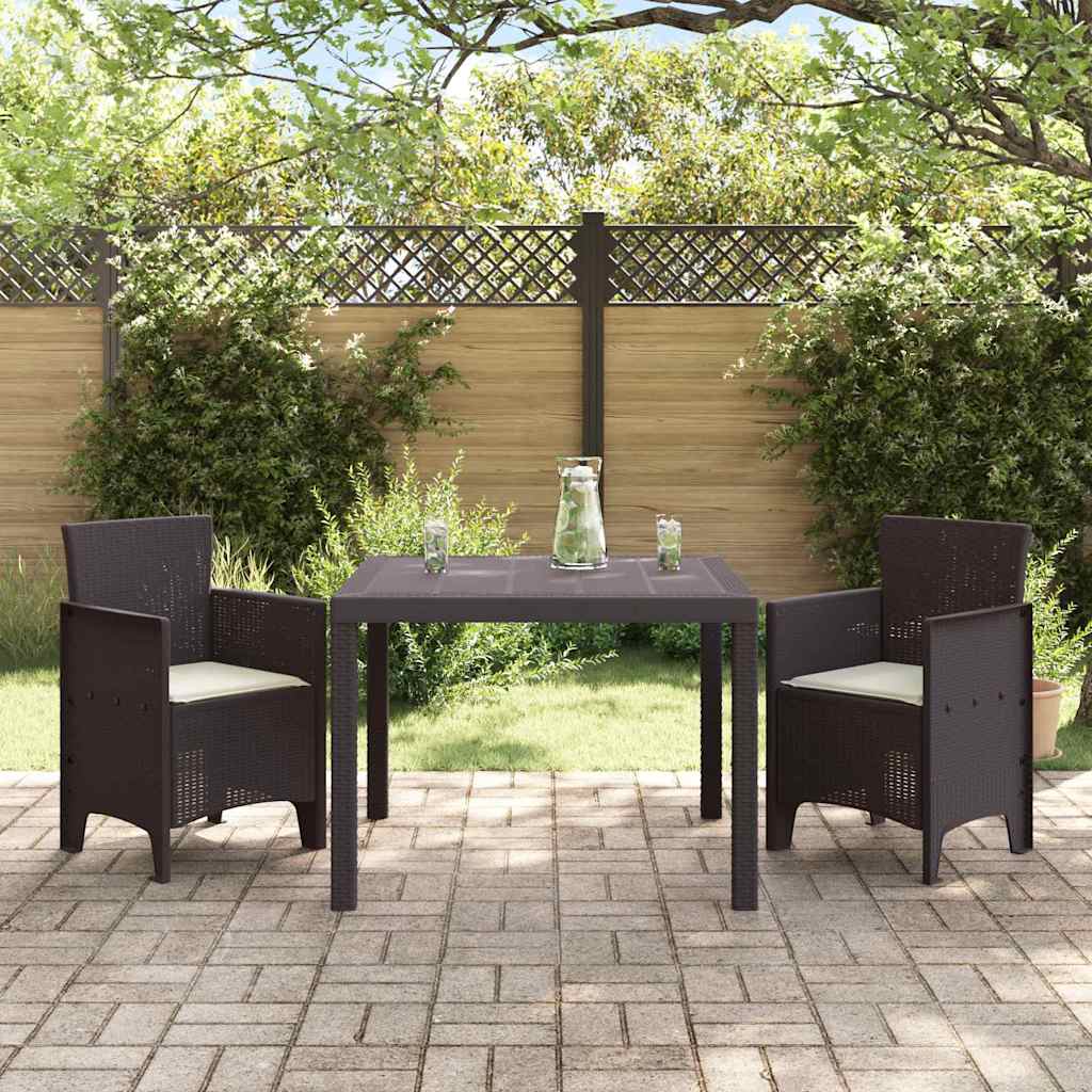 Set da Pranzo per Giardino 3 pcs Marrone Rattan Polt - homemem39