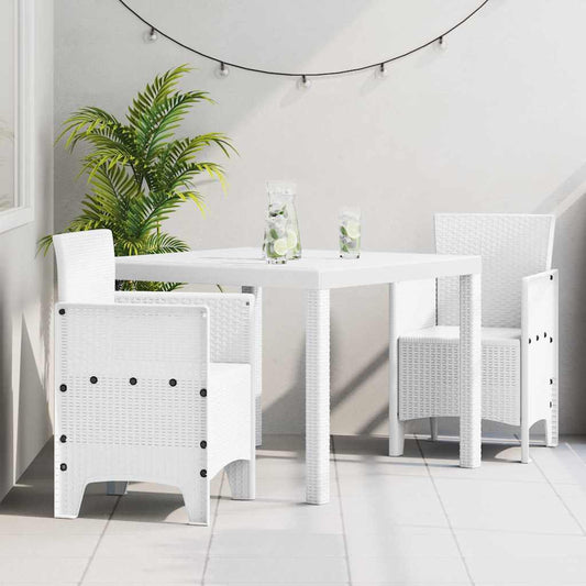 Set da Pranzo per Giardino 3 pcs Bianco Rattan Polt - homemem39