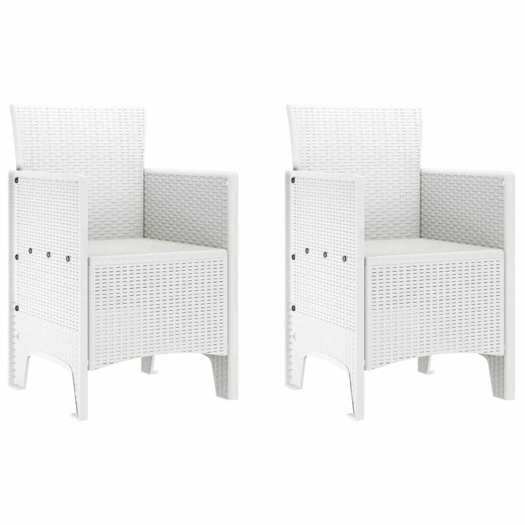 Set da Pranzo per Giardino 3 pcs Bianco Rattan Polt - homemem39