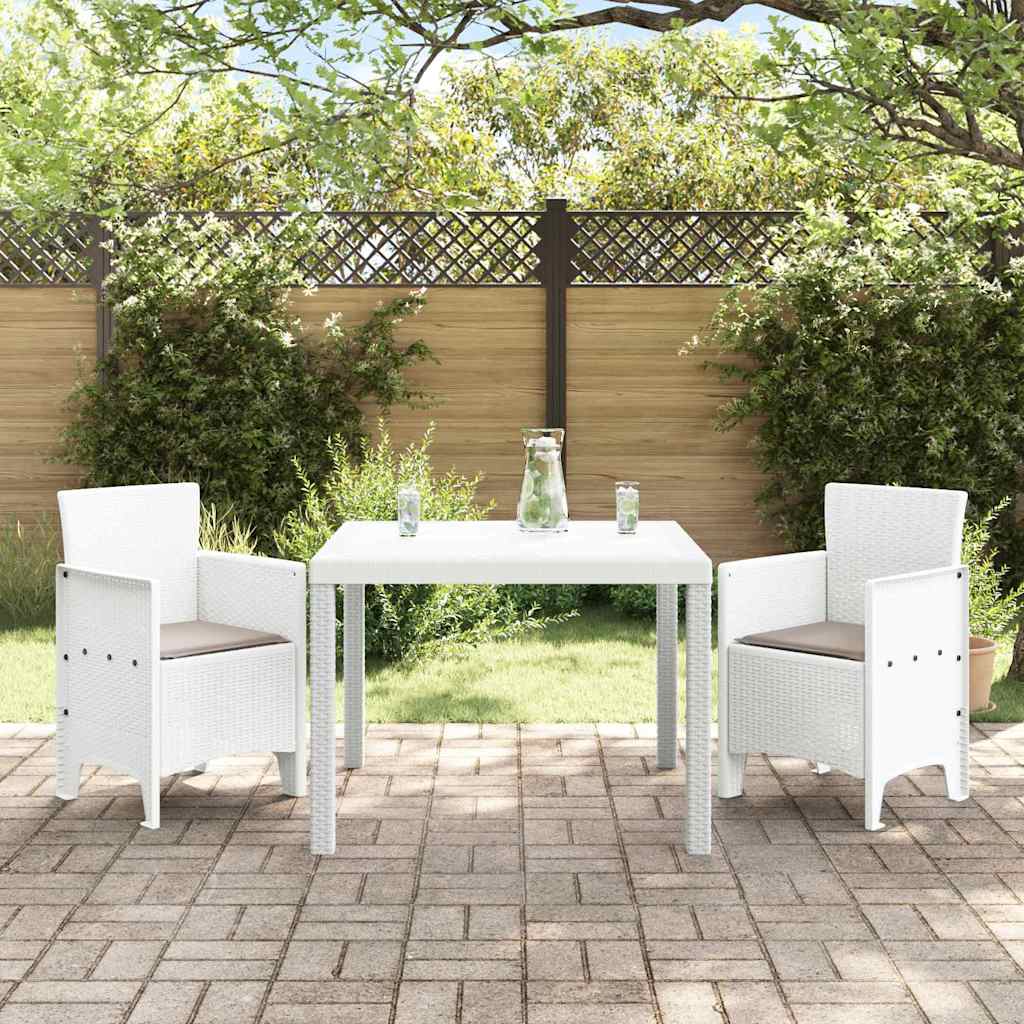 Set da Pranzo per Giardino 3 pcs Bianco Rattan Polt - homemem39