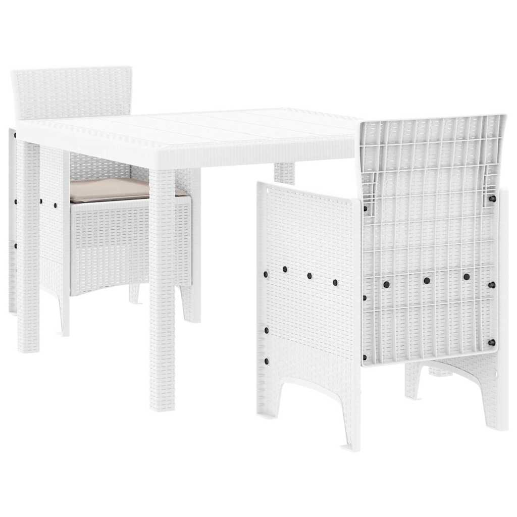 Set da Pranzo per Giardino 3 pz Bianco Polipropilene