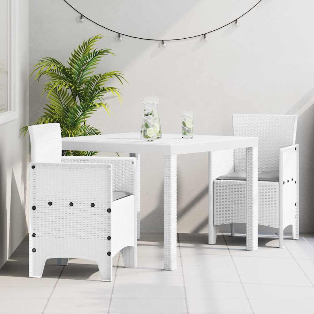 Set da Pranzo per Giardino 3 pcs Bianco Rattan Polt - homemem39