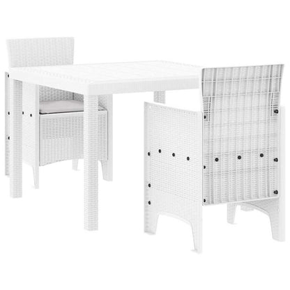 Set da Pranzo per Giardino 3 pcs Bianco Rattan Polt - homemem39