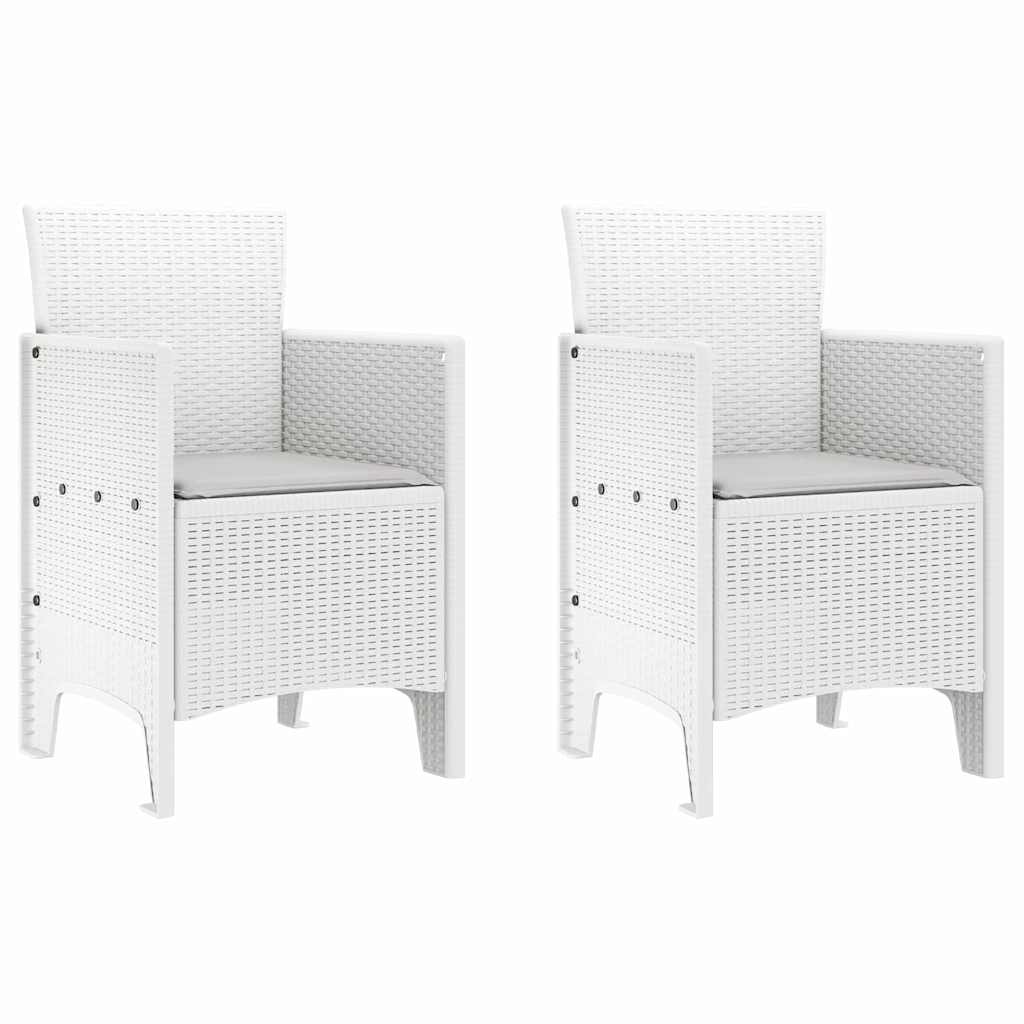 Set da Pranzo per Giardino 3 pz Bianco Polipropilene