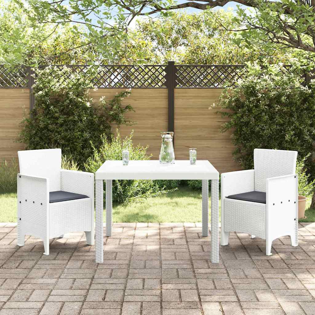 Set da Pranzo per Giardino 3 pcs Bianco Rattan Polt - homemem39