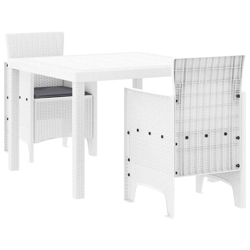Set da Pranzo per Giardino 3 pcs Bianco Rattan Polt - homemem39