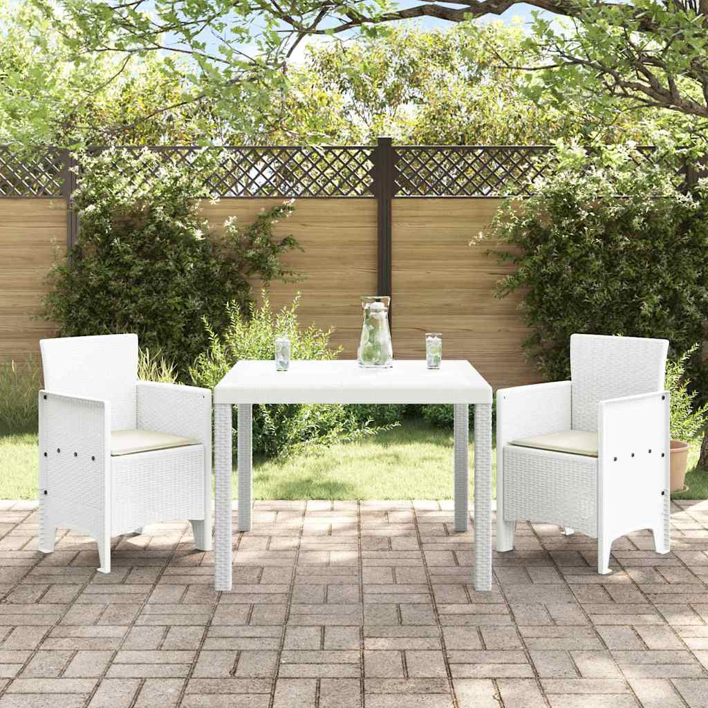 Set da Pranzo per Giardino 3 pcs Bianco Rattan Polt - homemem39