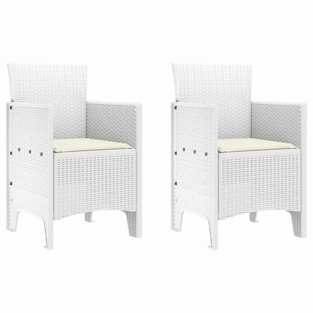 Set da Pranzo per Giardino 3 pcs Bianco Rattan Polt - homemem39