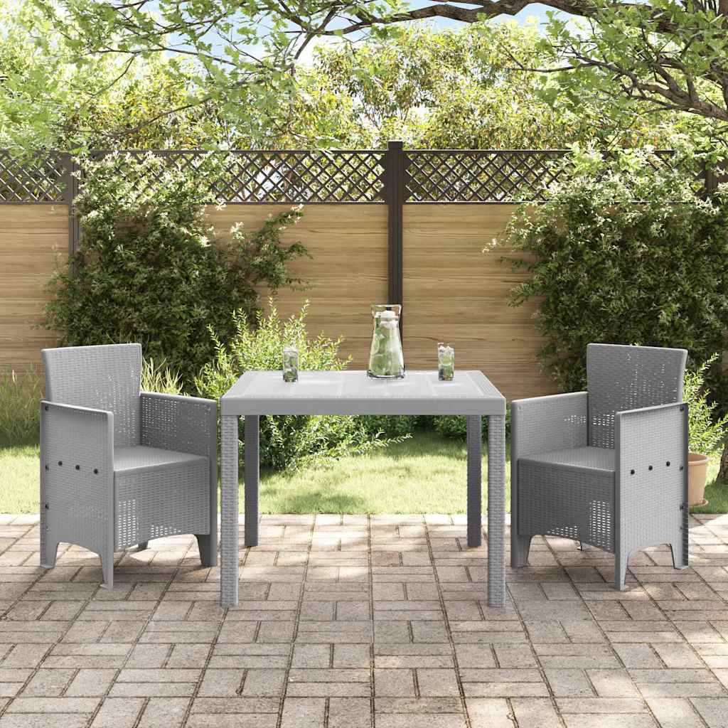 Set da Pranzo per Giardino 3 pcs Grigio chiaro Rattan Polt