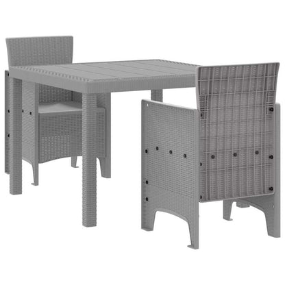Set da Pranzo per Giardino 3 pcs Grigio chiaro Rattan Polt