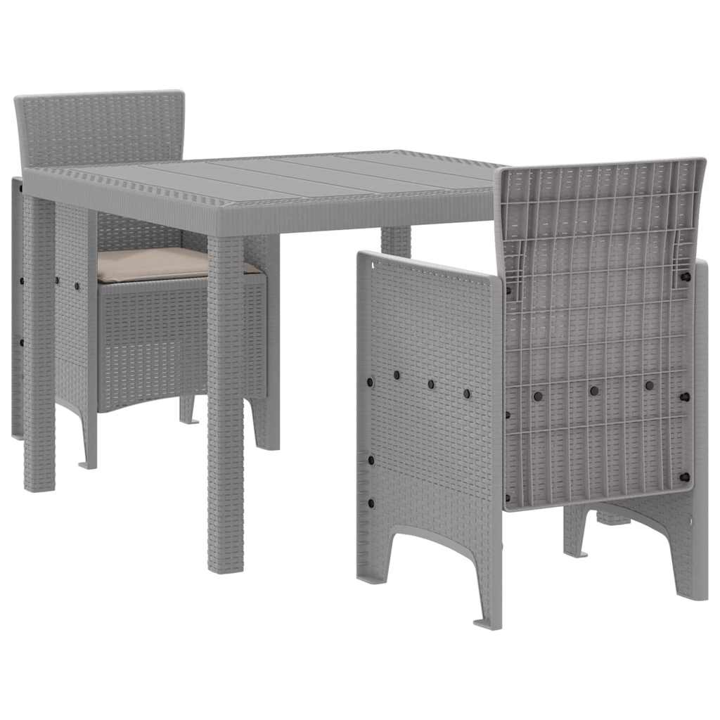 Set da Pranzo per Giardino 3 pcs Grigio chiaro Rattan Polt - homemem39