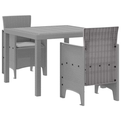 Set da Pranzo per Giardino 3 pz Grigio chiaro Polipropilene