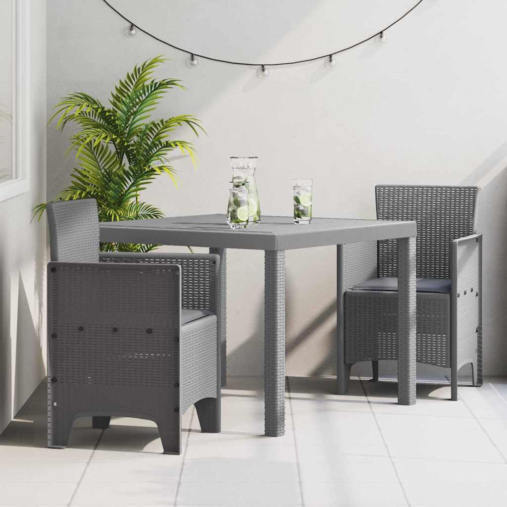 Set da Pranzo per Giardino 3 pcs Grigio chiaro Rattan Polt - homemem39