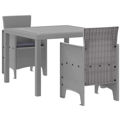 Set da Pranzo per Giardino 3 pcs Grigio chiaro Rattan Polt - homemem39