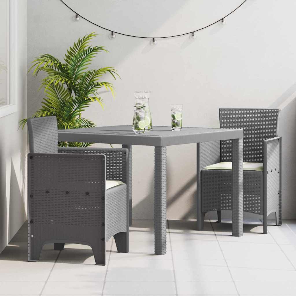 Set da Pranzo per Giardino 3 pz Grigio chiaro Polipropilene