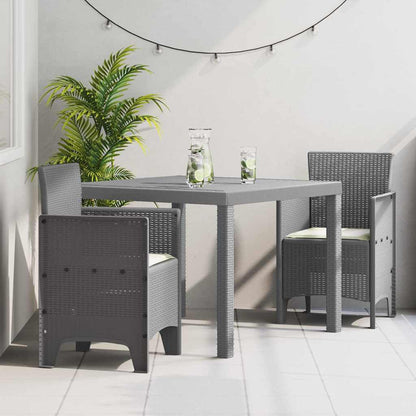 Set da Pranzo per Giardino 3 pz Grigio chiaro Polipropilene