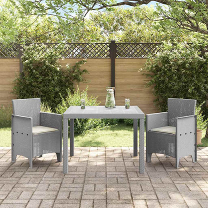 Set da Pranzo per Giardino 3 pz Grigio chiaro Polipropilene