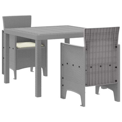 Set da Pranzo per Giardino 3 pcs Grigio chiaro Rattan Polt - homemem39