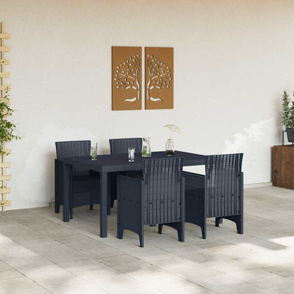 Set da Pranzo per Giardino 5 pcs Antracite Rattan Polt - homemem39