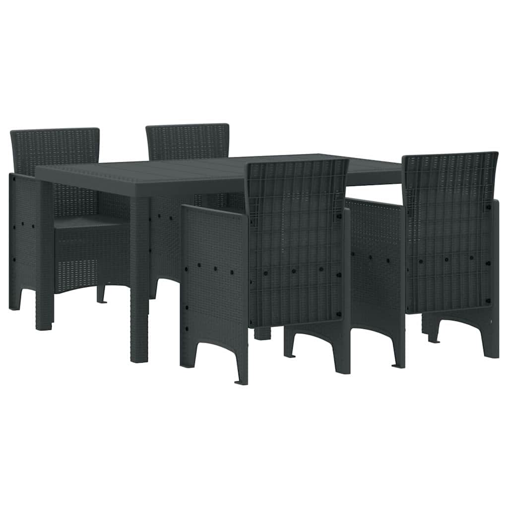 Set da Pranzo per Giardino 5 pcs Antracite Rattan Polt - homemem39