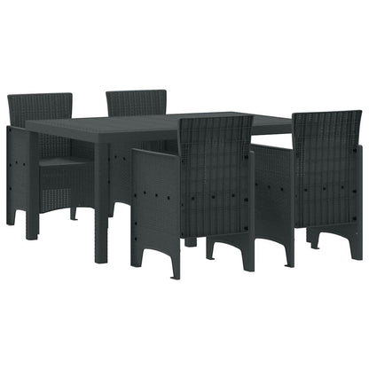 Set da Pranzo per Giardino 5 pcs Antracite Rattan Polt - homemem39