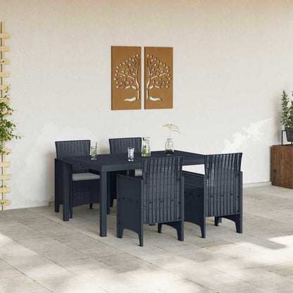 Set da Pranzo per Giardino 5 pcs Antracite Rattan Polt - homemem39